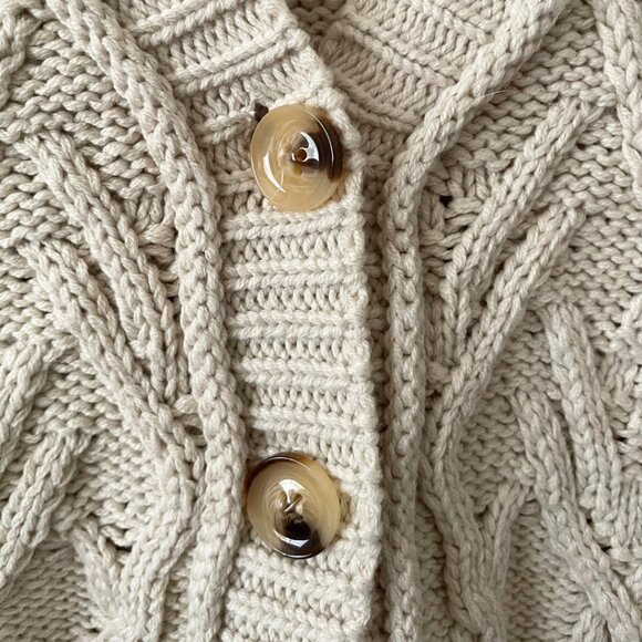 NWT MOD REF Cable Knit Landry Button Vest in Cream Natural | Size S - Picture 3 of 5